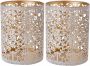 Cosy & Trendy Set van 2x stuks theelichthouders waxinelichthouders glas antiek goud white wash 13 cm Windlichtjes kaarsenhouders Waxinelichtjeshouders - Thumbnail 1
