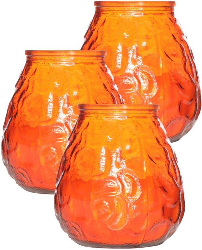 Cosy & Trendy Set van 3x stuks oranje Lowboy buiten tafel sfeer kaarsen 10 cm 40 branduren in glas Waxinelichtjes