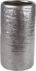 Cosy @ Home Cilinder vaas keramiek zilver grijs 12 x 22 cm Keramieken vazen
