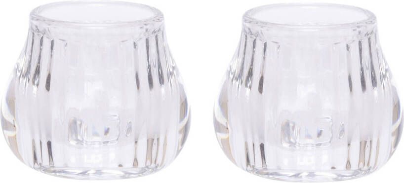 Cosy @ Home 2x stuks glazen theelichthouder waxinelichthouder transparant rond 8 cm Waxinelichtjeshouders