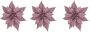 Cosy @ Home 3x stuks decoratie bloemen kerststerren roze glitter op clip 18 cm Decoratiebloemen kerstboomversiering Kunstbloemen - Thumbnail 2