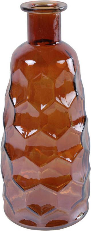 Countryfield Art Deco bloemenvaas cognac bruin transparant glas fles vorm D12 x H30 cm Vazen