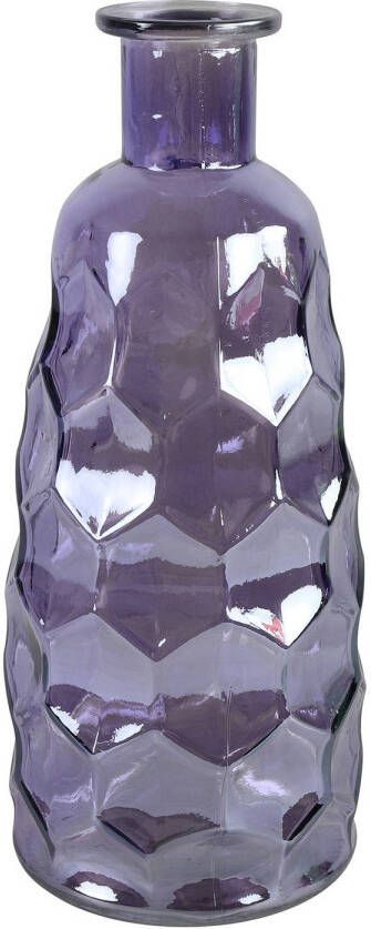 Countryfield Art Deco bloemenvaas paars transparant glas fles vorm D12 x H30 cm Vazen