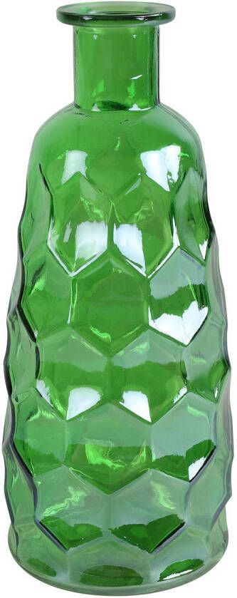 Countryfield Art Deco bloemenvaas groen transparant glas fles vorm D12 x H30 cm Vazen