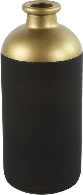 Countryfield Bloemen of deco vaas zwart goud glas luxe fles vorm D11 x H25 cm Vazen