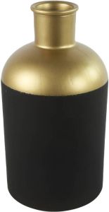 Countryfield Bloemen of deco vaas zwart goud glas luxe fles vorm D17 x H31 cm Vazen