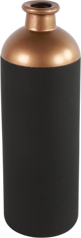 Countryfield Bloemen of deco vaas zwart koper glas luxe fles vorm D11 x H33 cm Vazen