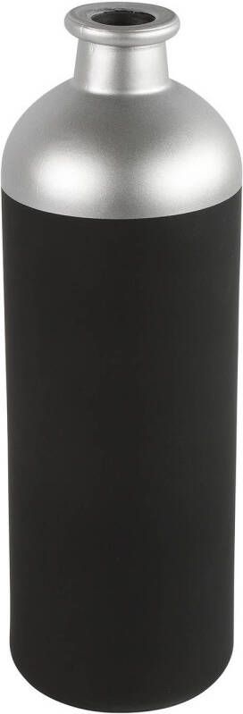 Countryfield Bloemen of deco vaas zwart zilver glas luxe fles vorm D11 x H33 cm Vazen