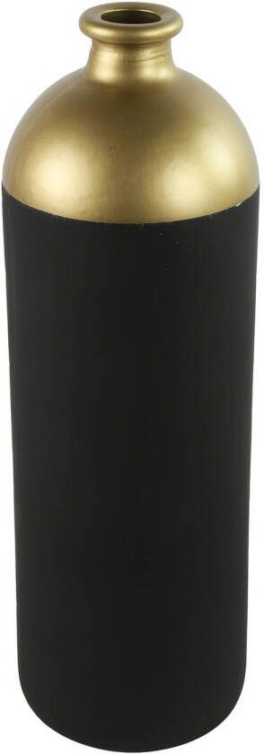 Countryfield Bloemen of deco vaas zwart goud glas luxe fles vorm D13 x H41 cm Vazen