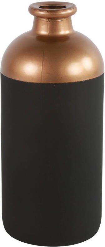 Countryfield Bloemen of deco vaas zwart koper glas luxe fles vorm D11 x H25 cm Vazen