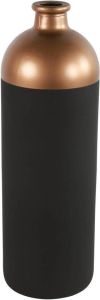 Countryfield Bloemen of deco vaas zwart koper glas luxe fles vorm D13 x H41 cm Vazen