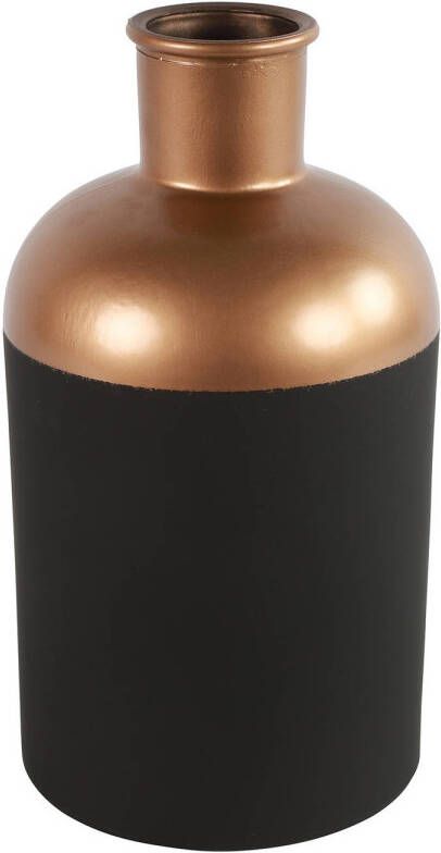 Countryfield Bloemen of deco vaas zwart koper glas luxe fles vorm D17 x H31 cm Vazen