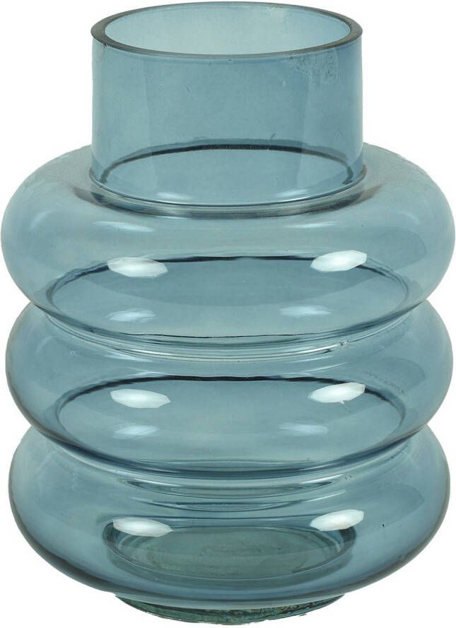 Countryfield Bloemenvaas Bubbles blauw transparant glas D17 x H22 cm Vazen