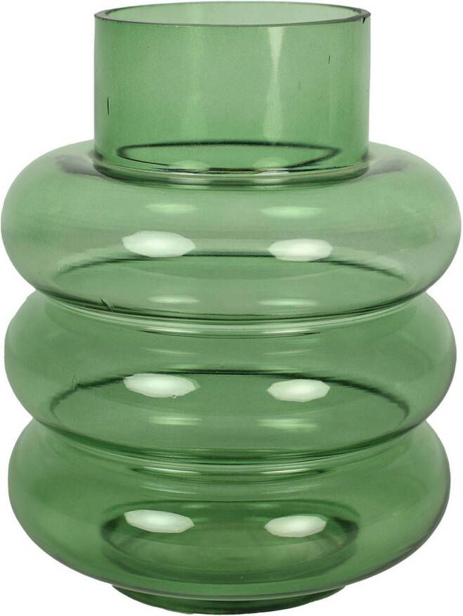 Countryfield Bloemenvaas Bubbles groen transparant glas D17 x H22 cm Vazen
