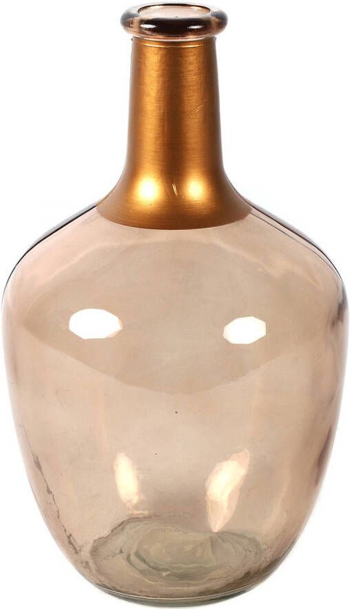 Countryfield Bloemenvaas Firm Big Bottle beige transparant koper glas D15 x H25 cm Vazen