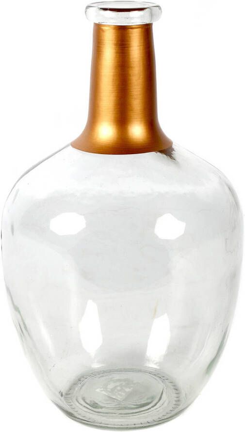 Countryfield Bloemenvaas Firm Big Bottle helder transparant koper glas D18 x H30 cm Vazen