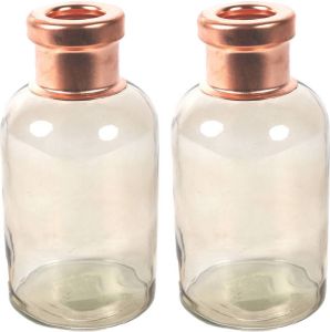 Countryfield Bloemenvaas Firm Bottle 2x transparant beige koper glas D10 x H21 cm Vazen