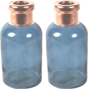 Countryfield Bloemenvaas Firm Bottle 2x transparant blauw koper glas D10 x H21 cm Vazen