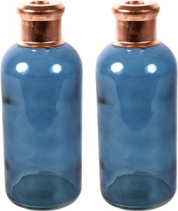 Countryfield Bloemenvaas Firm Bottle 2x transparant blauw koper glas D11 x H27 cm Vazen