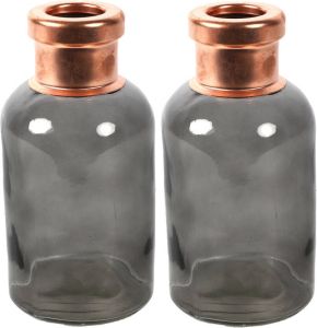 Countryfield Bloemenvaas Firm Bottle 2x transparant grijs koper glas D10 x H21 cm Vazen