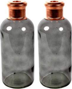 Countryfield Bloemenvaas Firm Bottle 2x transparant grijs koper glas D11 x H27 cm Vazen
