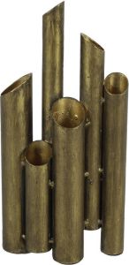 Countryfield Bloemenvaas Flute metaal nikkel goud kleurig 5 x 15 x 30 cm Vazen