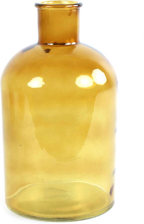 Countryfield Vaas goudgeel glas apotheker fles vorm D17 x H30 cm Vazen