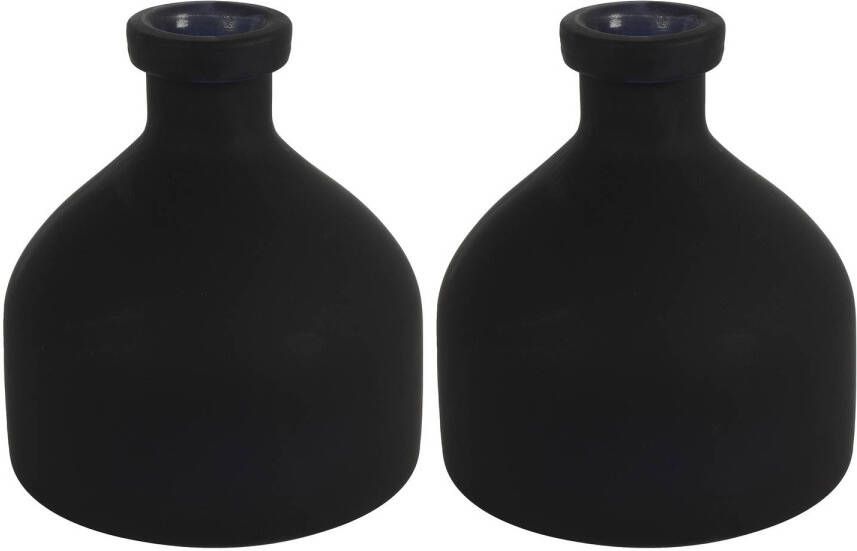 Countryfield Bloemenvaas Low Bottle 2x mat zwart glas D18 x H20 cm Buikfles Vazen