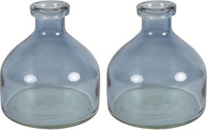 Countryfield Bloemenvaas Low Bottle 2x transparant blauw glas D18 x H20 cm Buikfles Vazen