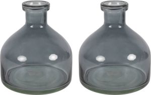 Countryfield Bloemenvaas Low Bottle 2x transparant donkergrijs glas D18 x H20 cm Buikfles Vazen