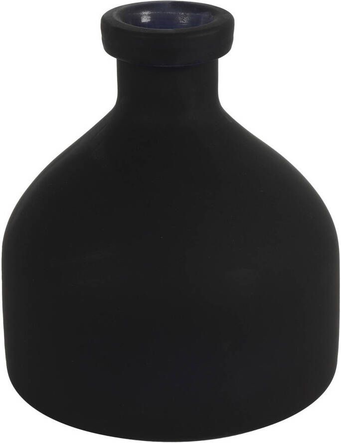 Countryfield Bloemenvaas Low Bottle mat zwart glas D18 x H20 cm Buikfles Vazen