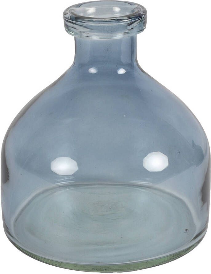 Countryfield Bloemenvaas Low Bottle transparant blauw glas D18 x H20 cm Buikfles Vazen