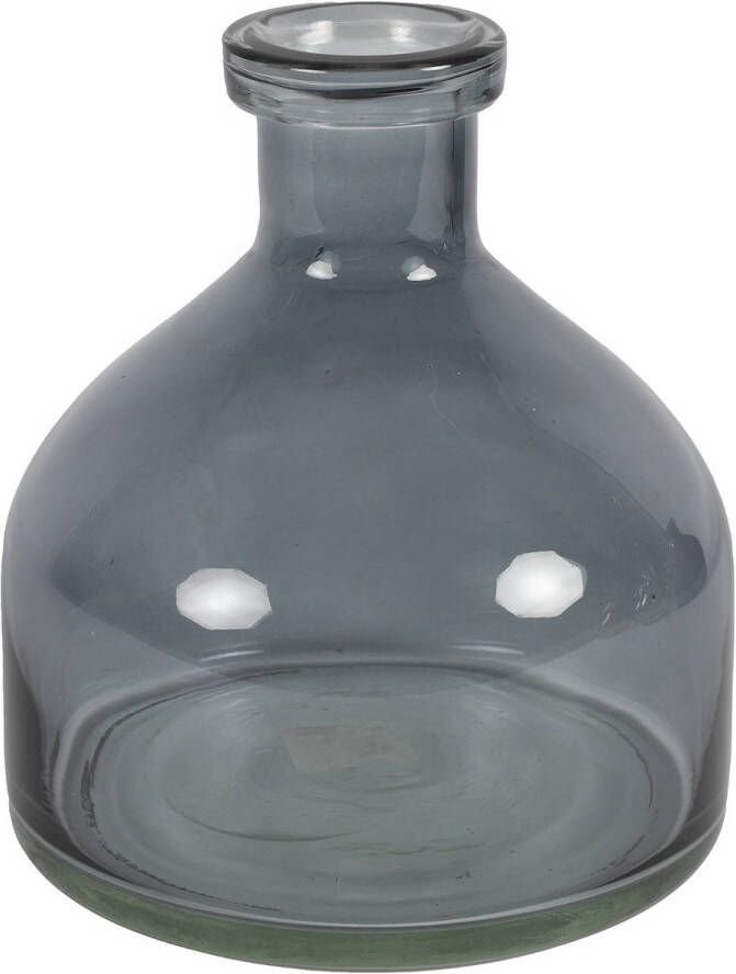 Countryfield Bloemenvaas Low Bottle transparant donkergrijs glas D18 x H20 cm Buikfles Vazen