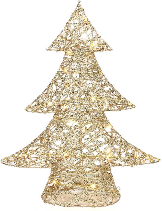 Countryfield decoratie kerstboompje goud met verlichting H48 cm kerstverlichting figuur