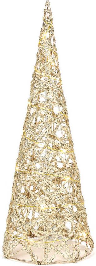 Countryfield LED kerstboom kegel H40 cm goud metaal kerstverlichting figuur