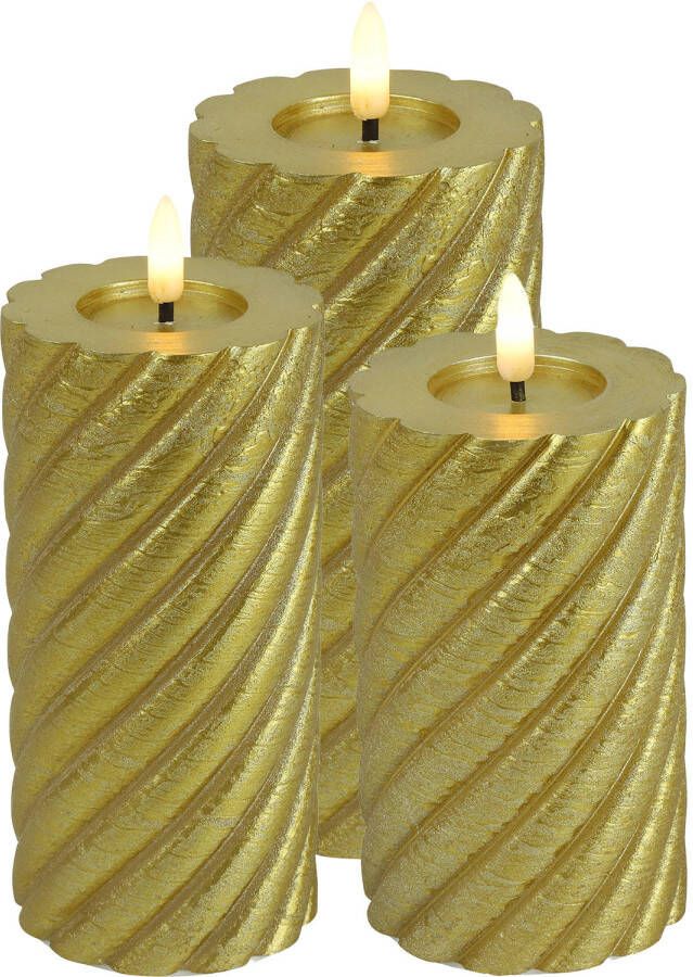 Countryfield LED stompkaarsen -set 3x -goud H12 5 H15 en H20 LED kaarsen