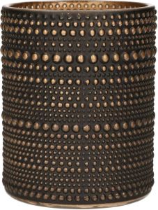 Countryfield Luxe theelichthouder kaarsenhouder zwart brons glas D8 x H10 cm Waxinelichtjeshouders