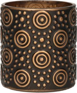 Countryfield Luxe theelichthouder kaarsenhouder zwart brons glas D7 x H8 cm Waxinelichtjeshouders