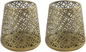 Countryfield 2x stuks luxe theelichthouder kaarsenhouder goud kleur metaal D12 x H13 cm Windlichten
