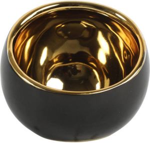 Countryfield Luxe theelichthouder kaarsenhouder zwart goud keramiek D10 x H9 cm Waxinelichtjeshouders