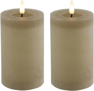 Countryfield Lyon LED stompkaarsen 2x -beige D7 5 x H12 5 cm timer LED kaarsen