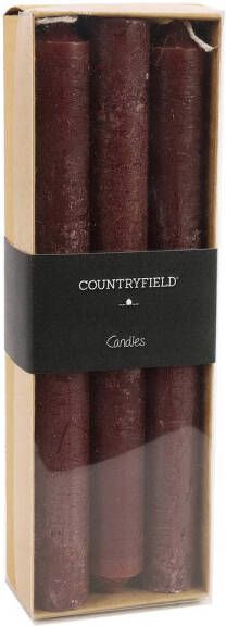 Countryfield Set van 6 kaarsen 20cm Aubergine