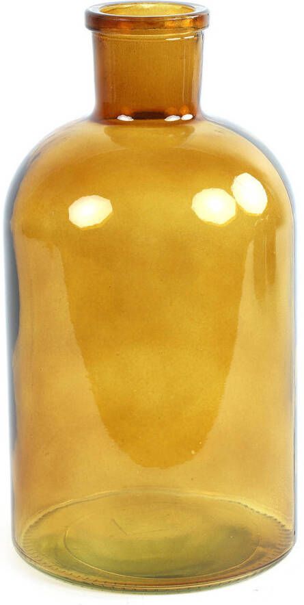 Countryfield vaas goudgeel glas apotheker fles D14 x H27 cm Vazen
