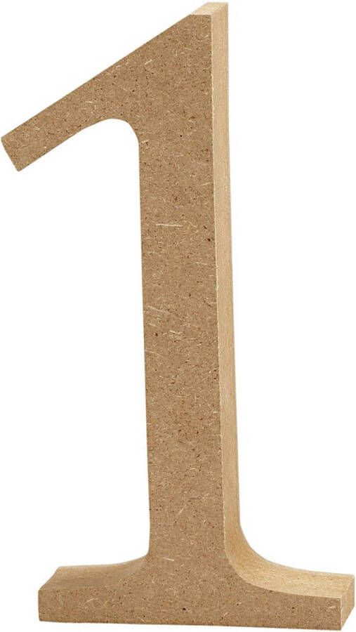 Creotime houten cijfer 1 13 cm