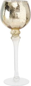 Deco by Boltze Luxe glazen design kaarsenhouder windlicht metallic goud transparant 35 cm Waxinelichtjes theelichtjes kandelaars Waxinelichtjeshouders