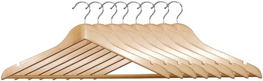 Decopatent 8 STUKS Luxe FSC houten kledinghangers Stevige klerenhangers met