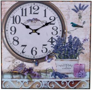 Decopatent Canvas Schilderij Wandklok Lavendel Flowers En Garden 38 Cm Met Klok