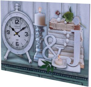 Decopatent Xl Canvas Schilderij Wandklok Clock Candles En Books Met Klok Wand