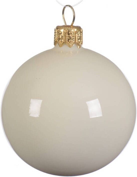 Decoris 1 Glazen kerstbal glans 15 cm wol wit