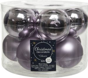 Decoris Kerstboomversiering lila paarse kerstballen van glas 6 cm 10 stuks Kerstbal